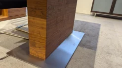 Tisch 6133 Tischplatte ESG Optiwhite Taupe Grau Säule Colorado Nussbaum Geölt Mit 2 Fach Auszug Fuß Edelstahl