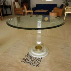 Tisch Ace Glasplatte Mit Facettenschliff Gestell Acryl und Carrara Marmor