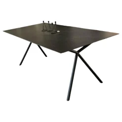 Tisch Aiven Platte Dekton 1 D1205 Laos Industrial Anthrazit Gestell Metall Schwarz Pulverbeschichtet