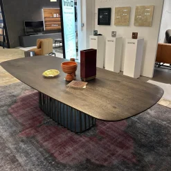 Tisch Basket BC 07 Platte Eiche Geräuchert Anthrazit Geölt Gestell Stahllasur Bronze Mit Kieselkante