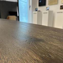 Tisch Basket BC 07 Platte Eiche Geräuchert Anthrazit Geölt Gestell Stahllasur Bronze Mit Kieselkante