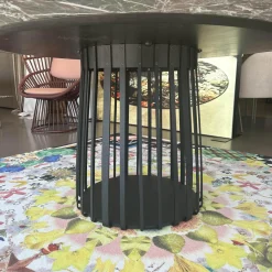 Tisch BC 07 Basket Platte Stein Rosso Lepanto Schwarz Rot Streben Tiefschwarz Schwarz Mit Drehteller Lazy Susan