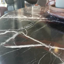 Tisch BC 07 Basket Platte Stein Rosso Lepanto Schwarz Rot Streben Tiefschwarz Schwarz Mit Drehteller Lazy Susan