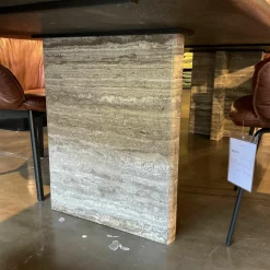 Tisch BC 17 T-Rox Platte Eiche Geräuchert Anthrazit Geölt Gestell Travertin Titanium