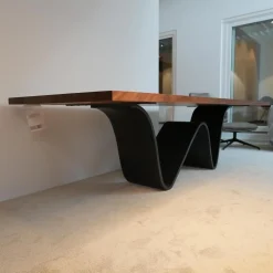 Tisch Bree E Onda 3 Platte Nußbaum Ohne Knoten Geölt Gestell Irondust Lackiert