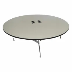 Tisch Eames Segmented Table Hartbelag Weiß Kunststoffkante Schwarz Gestell Chrom
