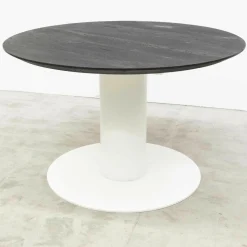 Tisch Eiche Natur Metallsäule Weiß Zierschrammen