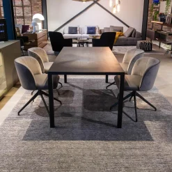 Tisch Ferro Line Tischplatte Räuchereiche Schwarz Geölt Quadratrohrgestell