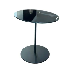 Tisch Kelly T 116 100 Platte Glas Schwarz Lackiert Gestell Metall Schwarz Matt Pulverbeschichtet