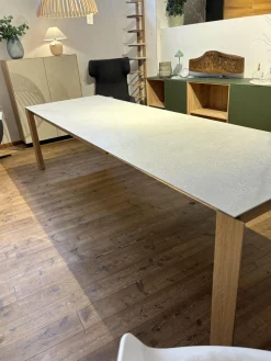 Tisch Kera 4 Platte Keramik Shilin Slate Finish Holzrahmen Gestell Knorrige Eiche Puro Geölt