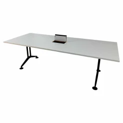Tisch Logon 620/00 Rechteck Platte 24 Unidekor 20 Weiß Gestell Schwarz Beschichtet Mit EInbauklappe