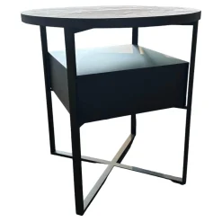 Tisch Minimize Round 480 Mikroleder Braun 04 Pulverlackiert Choco 81