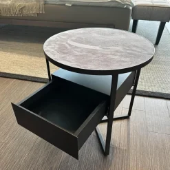 Tisch Minimize Round 480 Mikroleder Braun 04 Pulverlackiert Choco 81