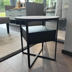 Tisch Minimize Round 480 Mikroleder Braun 04 Pulverlackiert Choco 81