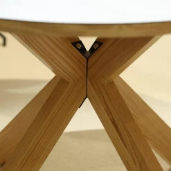 Tisch Moreno Rund Platte Keramik Anthrazit Gestell Eiche Massiv