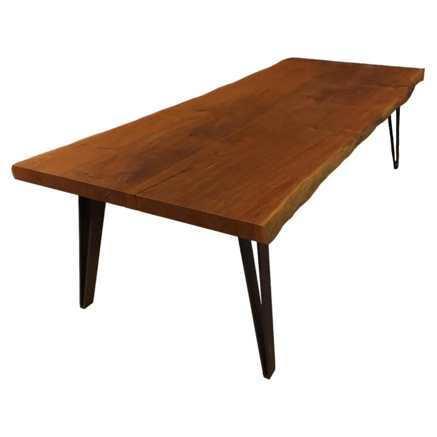 Tisch Nightingale Platte Eiche Massiv Gebürstet Und Geölt Gestell Metallfüße Aus Stahl