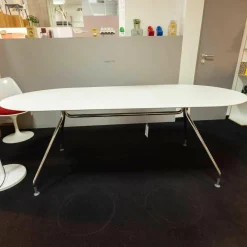 Tisch Occo 222 90 HPL Vollkern Weiß Gestell Glanzverchromt