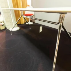 Tisch Occo 222 90 HPL Vollkern Weiß Gestell Glanzverchromt