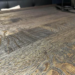 Tisch S600 Platte Eiche Geräuchert Anthrazit Geölt Und Gebürstet Gestell Rohstahl Lasur Double Brand Color Schwarz