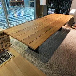 Tisch Sky Natura Holz Briccola Gewachst Wangengestell Eisen In Rautenform Irondust Schwarz