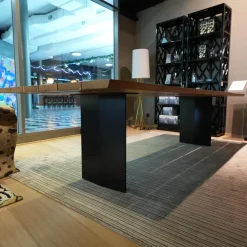 Tisch Sky Natura Holz Briccola Gewachst Wangengestell Eisen In Rautenform Irondust Schwarz