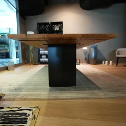 Tisch Sky Natura Holz Briccola Gewachst Wangengestell Eisen In Rautenform Irondust Schwarz