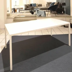 Tisch Tense Stahl 35mm mit Mineralsteinverkleidung Homogen Weiß S005