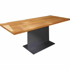 Tisch T-Table Eiche Massiv Natur Geölt Stahlfuß Dunkelgrau Pulverbeschichtet