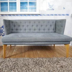 Tischbank Bezug CA1463 082 Blau Grau Gestell Eiche Natur Geölt