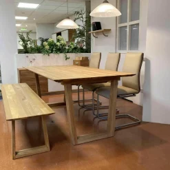 Tischgruppe Veneto Rüster Geölt Tisch Ausklappbar mit Bank und 3 Stühlen