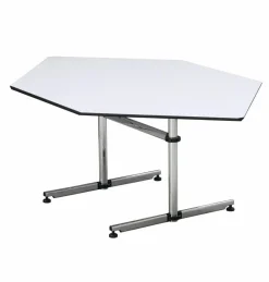 Trapeztisch USM Kitos Asymmetrisch 17 Kunstharz Perlgrau Gestell Glanzchrom
