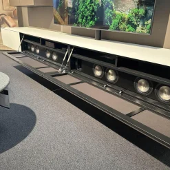 TV Kombination Ameno Korpus Lack Black Schwarz Front Glas Metallic Bronze Und Stoff Carbon Glas Snow Weiß