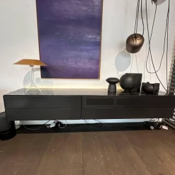 Tv Lowboard Cubo Glattlack Cosmos 436 Anthrazit Abdeckplatte Keramik Marmor Schwarz 015 Mit Beleuchtung Ohne Dekoration Ohne Leuchte