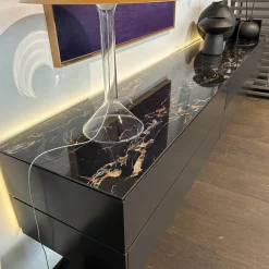 Tv Lowboard Cubo Glattlack Cosmos 436 Anthrazit Abdeckplatte Keramik Marmor Schwarz 015 Mit Beleuchtung Ohne Dekoration Ohne Leuchte