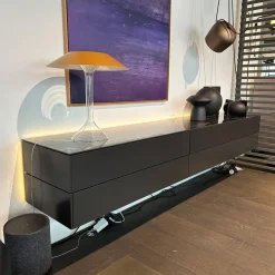 Tv Lowboard Cubo Glattlack Cosmos 436 Anthrazit Abdeckplatte Keramik Marmor Schwarz 015 Mit Beleuchtung Ohne Dekoration Ohne Leuchte