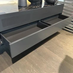 Tv Lowboard Cubo Glattlack Cosmos 436 Anthrazit Abdeckplatte Keramik Marmor Schwarz 015 Mit Beleuchtung Ohne Dekoration Ohne Leuchte