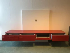 TV-Kombination Modell Astro Brique Lack Hochglanz Rot Lackiert