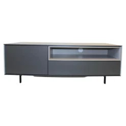 TV-Möbel Holz Seiten Weiß Nische Kieselstein Gestell Schwarz