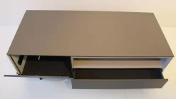 TV-Möbel Holz Seiten Weiß Nische Kieselstein Gestell Schwarz