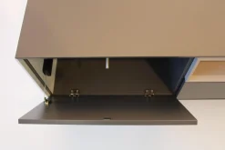 TV-Möbel Holz Seiten Weiß Nische Kieselstein Gestell Schwarz