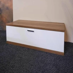 TV-Unterteil Finale Korpus Nussbaum Nova Front Hochglanz Lack Weiß