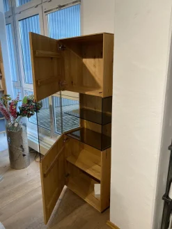 Vitrine 750 Asteiche Gebürstet Natur Geölt Mit Glaseinlage Inklusive LED Beleuchtung