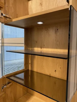 Vitrine 750 Asteiche Gebürstet Natur Geölt Mit Glaseinlage Inklusive LED Beleuchtung