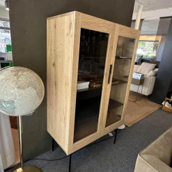Vitrine BC 04 Eiche Weiß Mit Glastüren