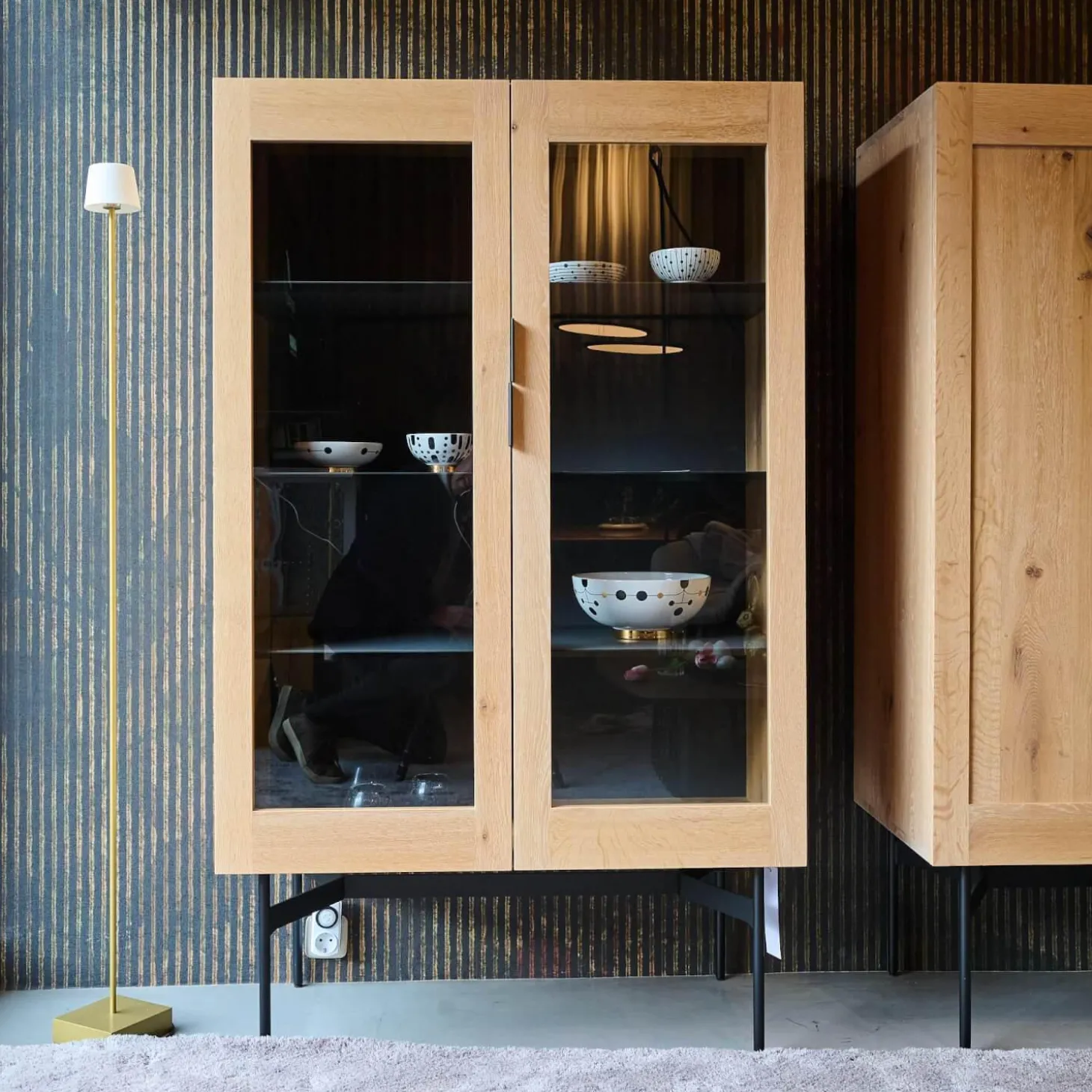 Vitrine BC04 Offen Eiche Weiß Pigmentiert Mit Glasscheiben