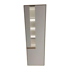 Vitrine Calea Lack Seidenmatt Weiß Akzente Wildeiche Natur Mit LED Beleuchtung