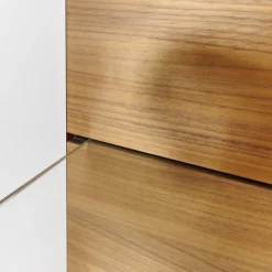 Vitrine Cube Light Lack Guave Mit Panel Nussbaum Natur Braun