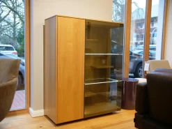 Vitrine Filigno Eiche Natur Geölt Braun Rauchglas Mit Beleuchtung Und Fernbedienung