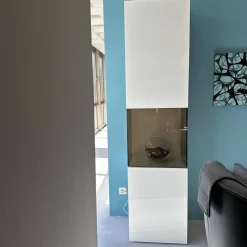Vitrine Gentis Links Lack Hochglanz Reinweiss Mit Beleuchtung Und Funkfernbedienung