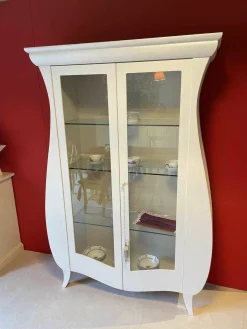 Vitrine Glamour Lack Antic Weiß mit Glasböden